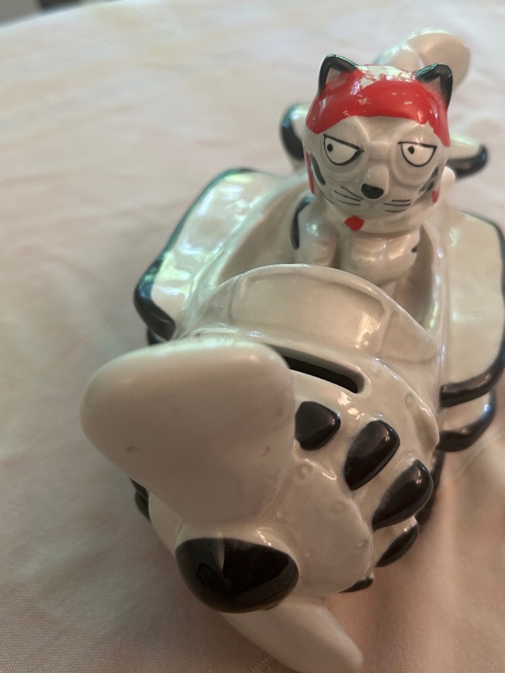 Piggy bank ceramic airplane Takahashi 305 Red Baron Pilot Vintage